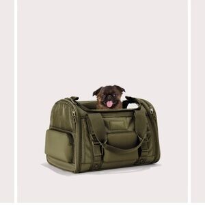 Olive Green Soft-Sided Pet Carrier Bag for Small Dogs